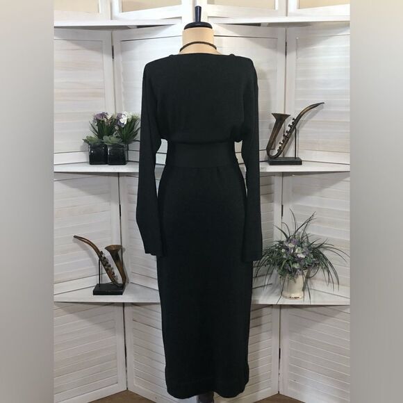 Vintage Y2K Wool Blend Gray Midi Sweater Dress Size M L - Picture 3 of 7